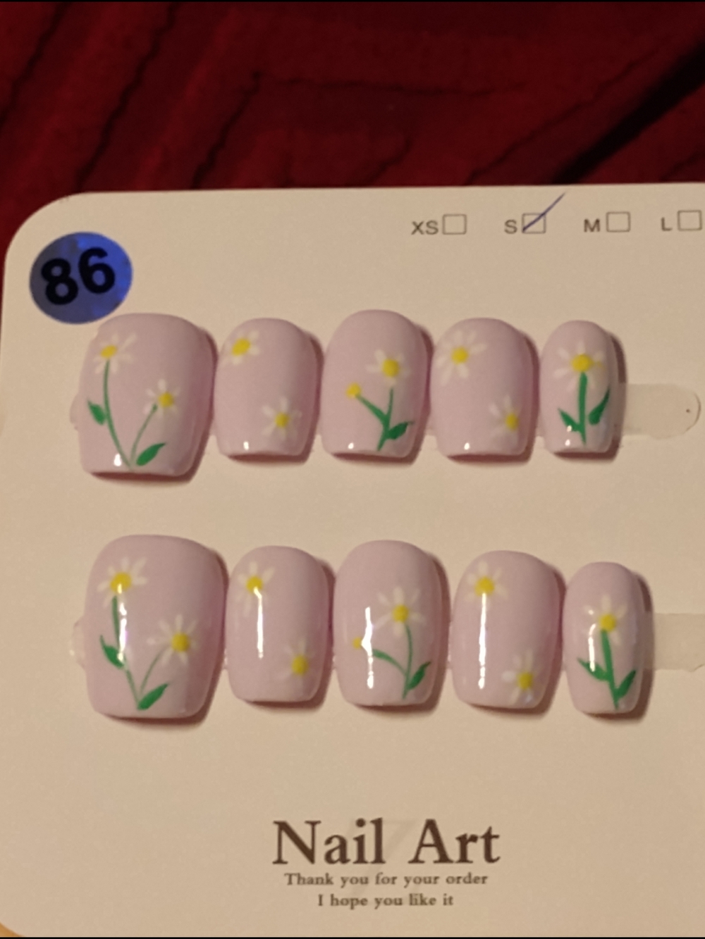 Pastel handmade  spring Pink Daisy Press-On Nails, nail tech made